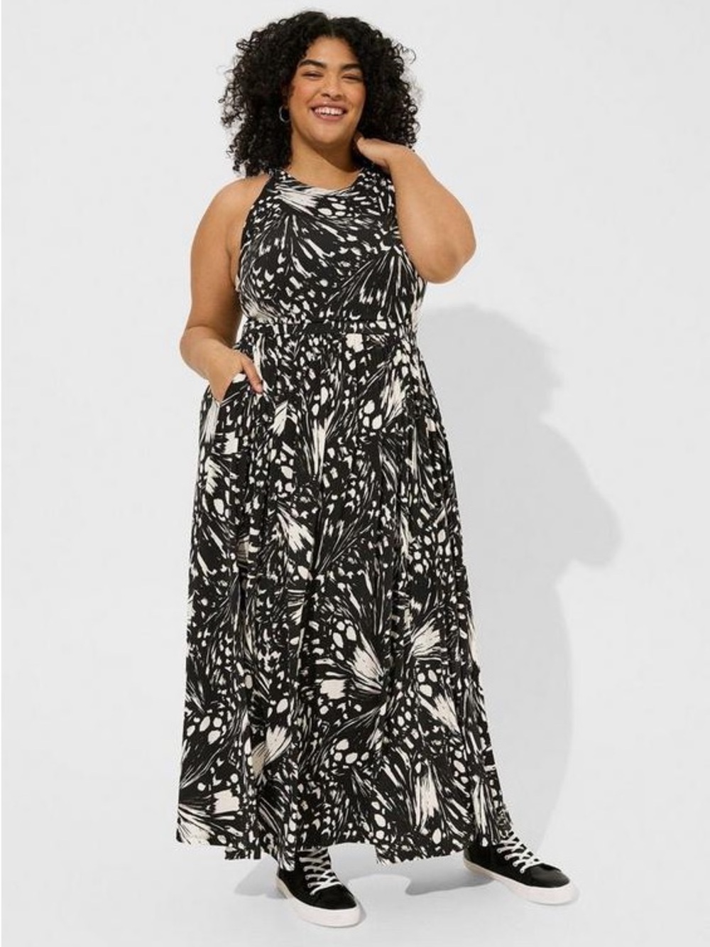 NWT torrid Black & White Butterfly Halter Maxi Dress Plus Size 2X